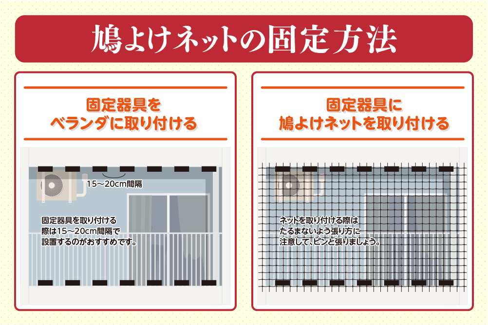 鳩よけネットの固定方法