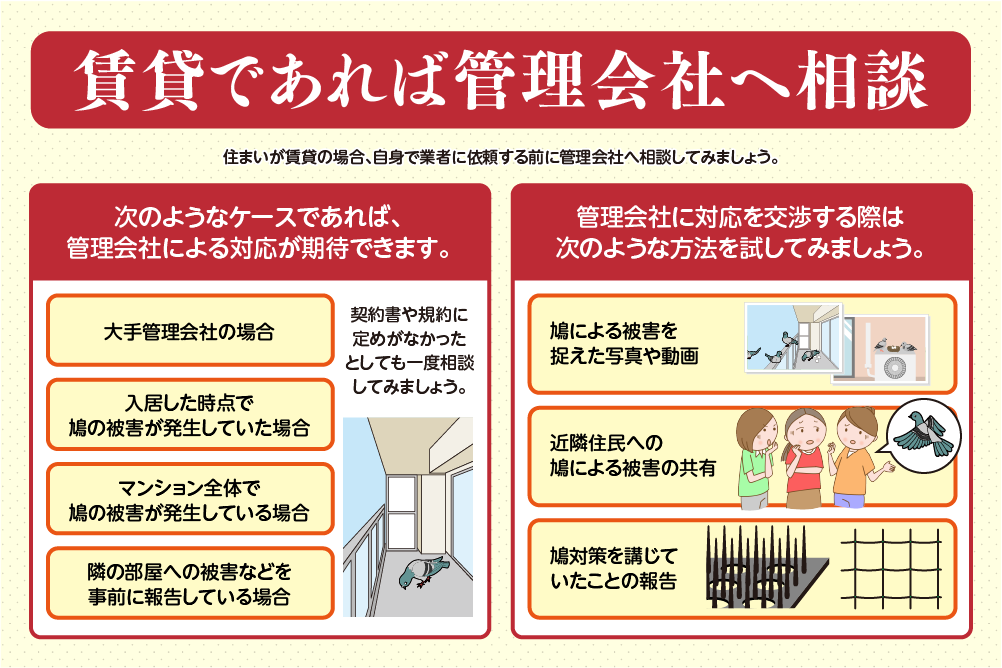 賃貸であれば管理会社へ相談する